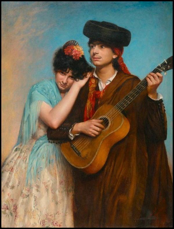 The Guitar Player by Antonia de Banuelos-Thorndike, 1880